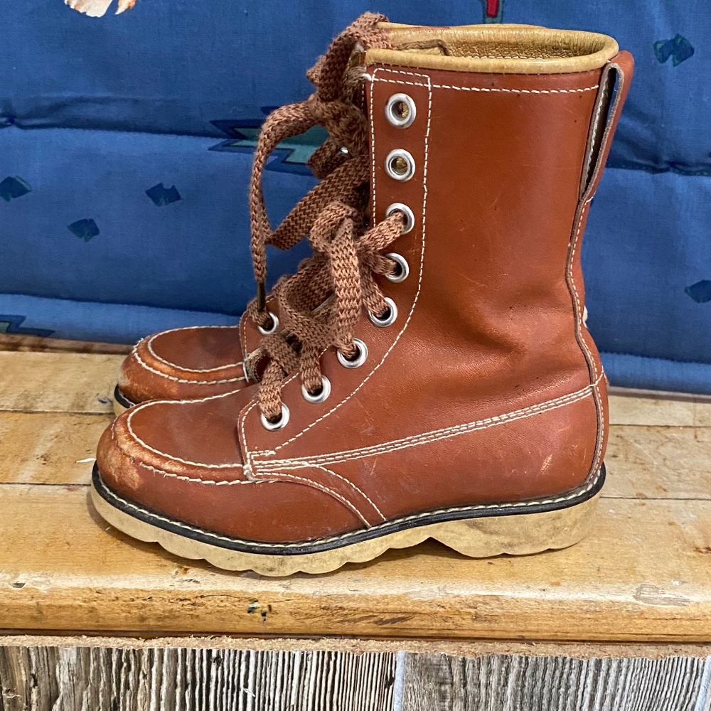 Kids leather lace up boots
